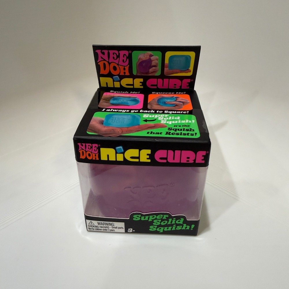 Schylling NeeDoh Nice Cube Purple Super Solid Squish Toy New